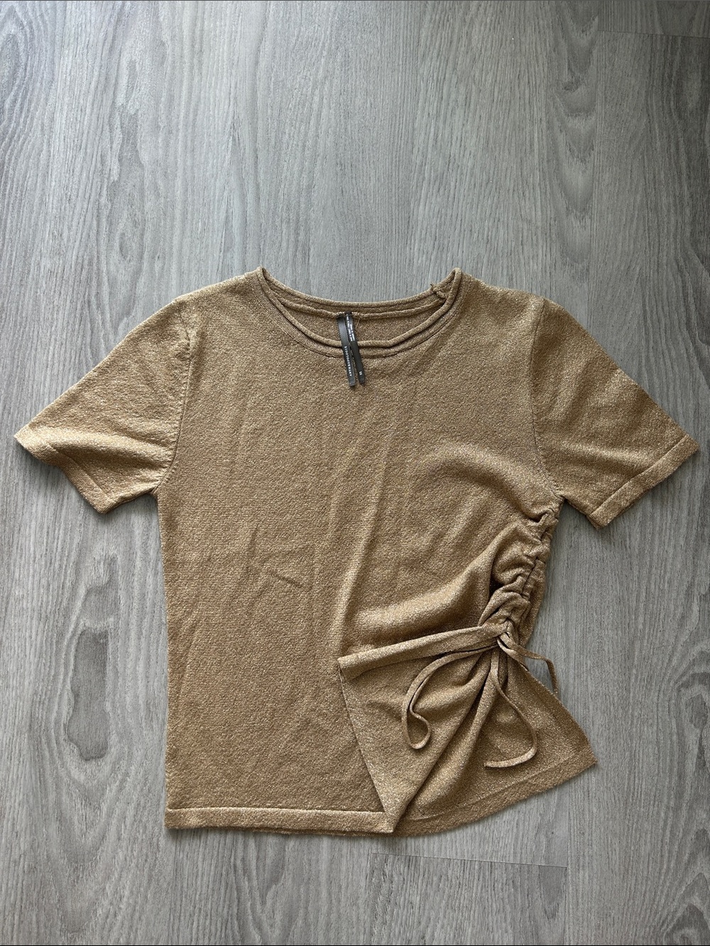 Anthropologie Gold Side-Tie Short Sleeve Tee